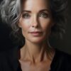 ai generated, woman, face, middle age, grey hair, avatar, character, portrait