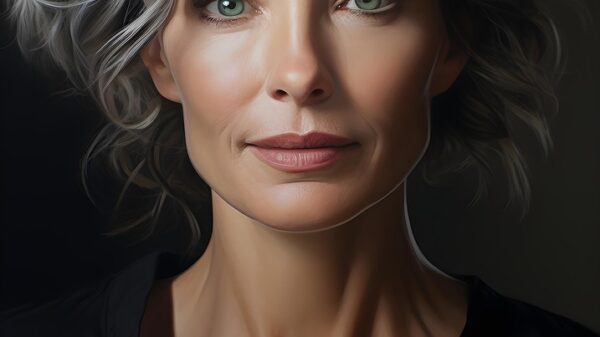ai generated, woman, face, middle age, grey hair, avatar, character, portrait