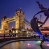 london, landmark, tower bridge, architecture, england, river thames, sunset, dusk, city, nature, evening, lights, twilight, united kingdom, europe