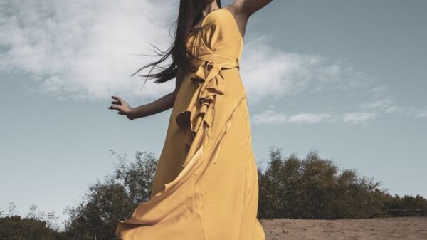 woman, portrait, fashion, young, girl, clothes, emotional, expression, people, beauty, attractive, human, beautiful, yellow, dress, sand, single, pose, nature, goddess, mythology, sky