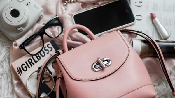 pink leather bag