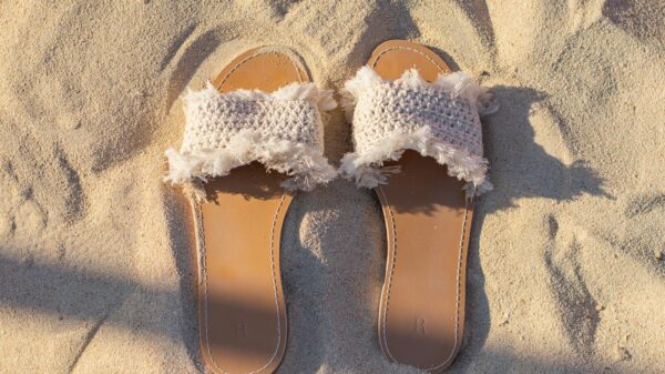 brown and white leather sandals
