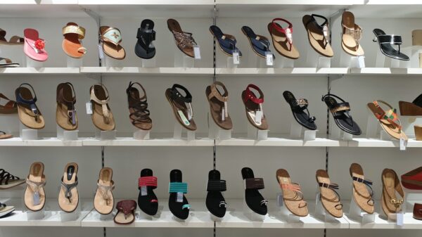assorted-color footwear display