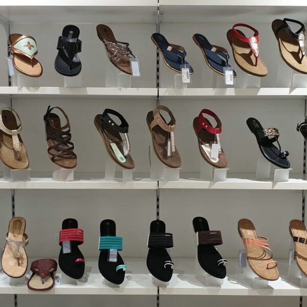 assorted-color footwear display