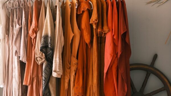 a row of clothes on a swinger