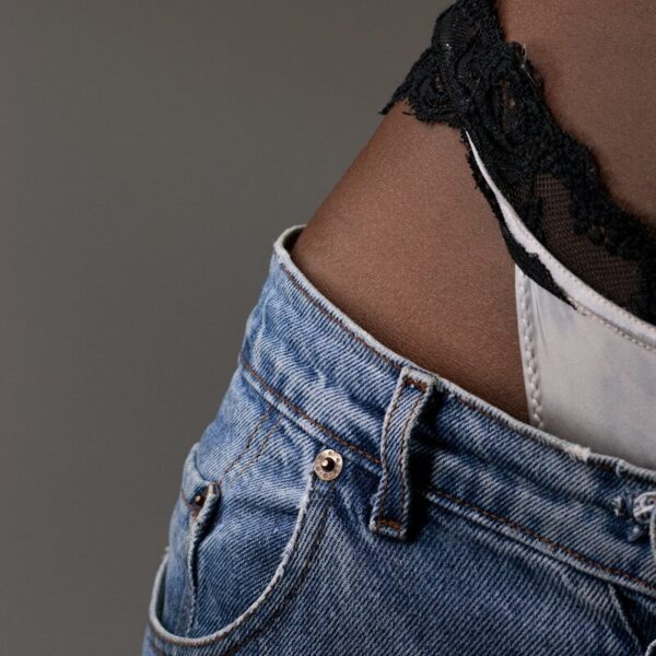 woman in blue denim jeans
