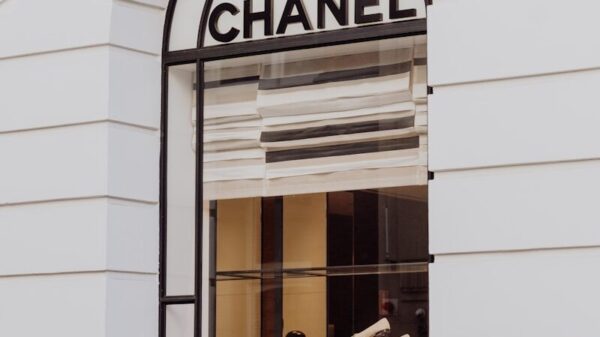 Chanel store window with arched architectural details
