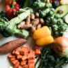 sliced carrots and green vegetable
