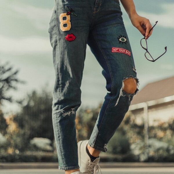 person wears blue jeans