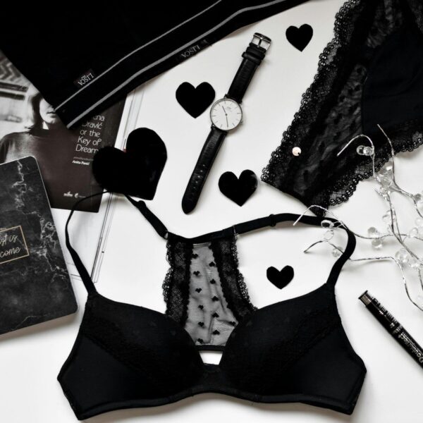 black bra and watch